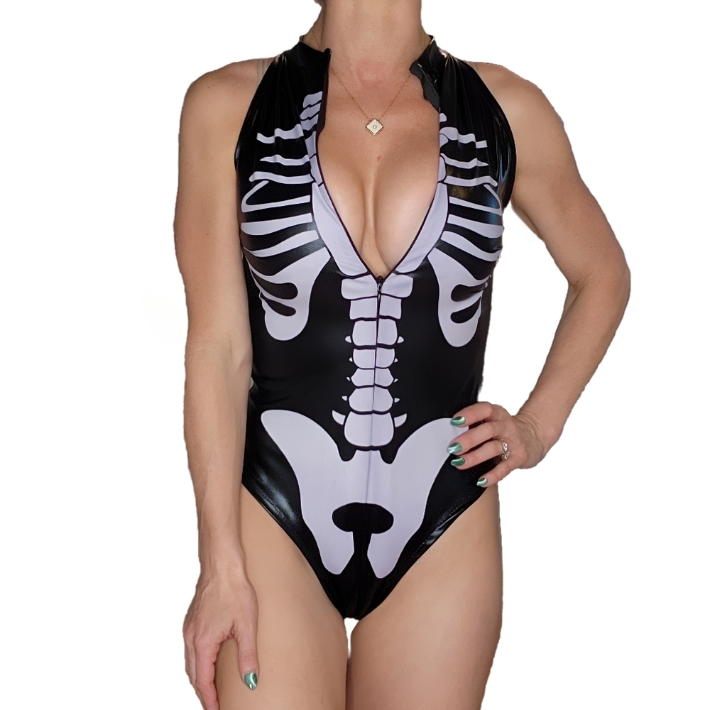 NWT Sexy Skeleton Sleeveless Bodysuit Halloween Costume Size XS Tipsy Elves
